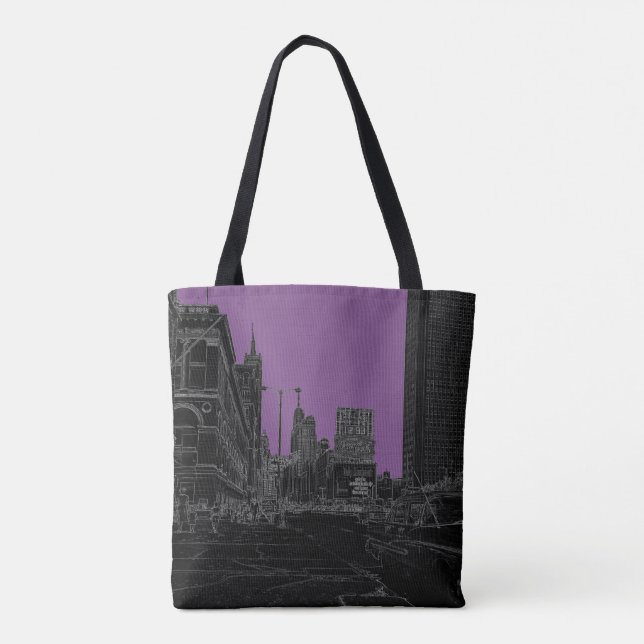 Bolsa Tote Chicago Michigan Avenue 1960's Glowers Black (Verso)