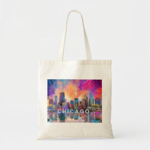 Bolsa Tote Chicago Skyline Abstrato Art