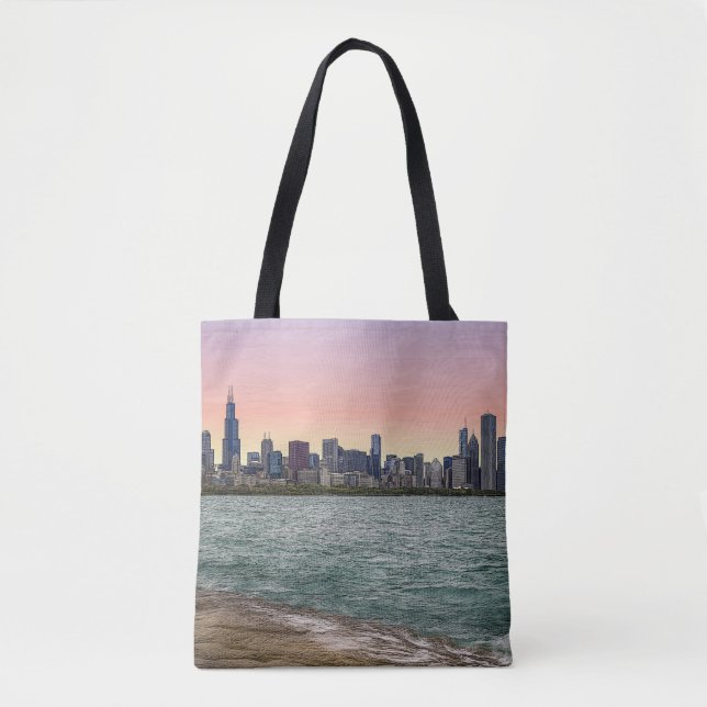 Bolsa Tote Chicago Skyline Painterly (Frente)