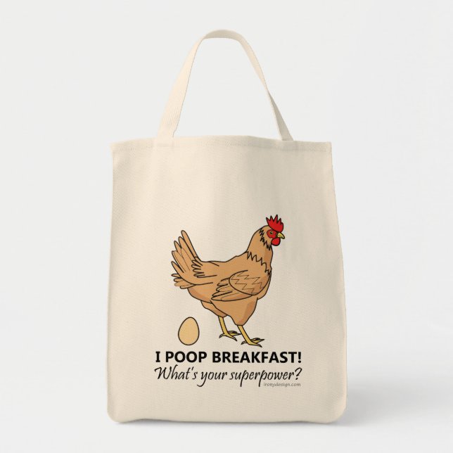Bolsa Tote Chicken Poops Café Da Manhã Engraçado (Frente)