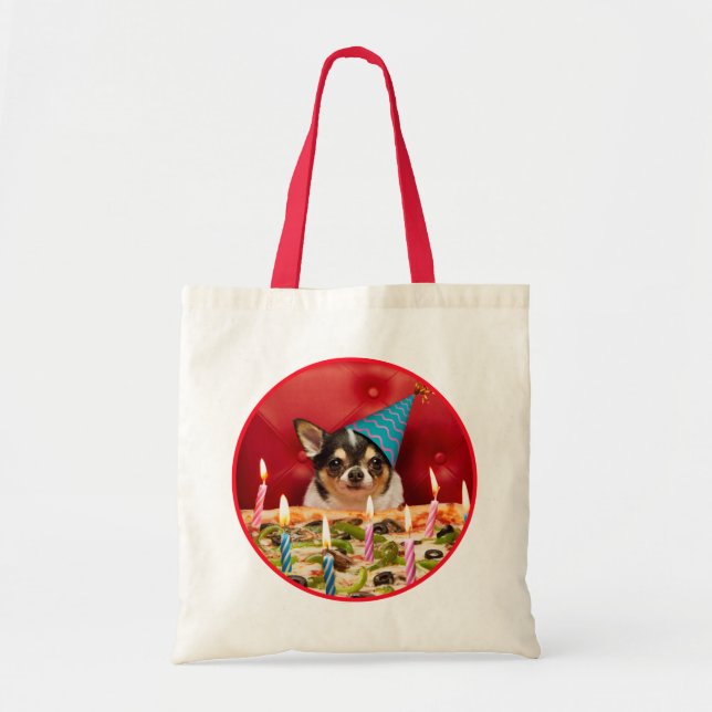 Bolsa Tote Chihuahua Birthday Pizza Pie (Frente)