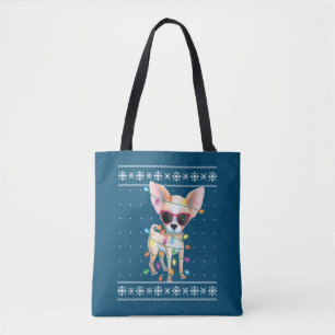 Bolsa Tote Chihuahua Cachorro Mamãe Mulheres de Natal Suor Fe