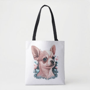 Bolsa Tote Chihuahua Cute Dog Linda Flores Rapariga
