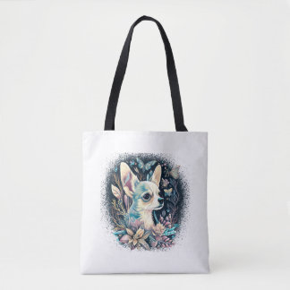 Bolsa Tote Chihuahua Cute Dog Linda Flores Rapariga