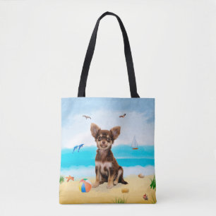 Bolsa Tote Chihuahua Dog na praia