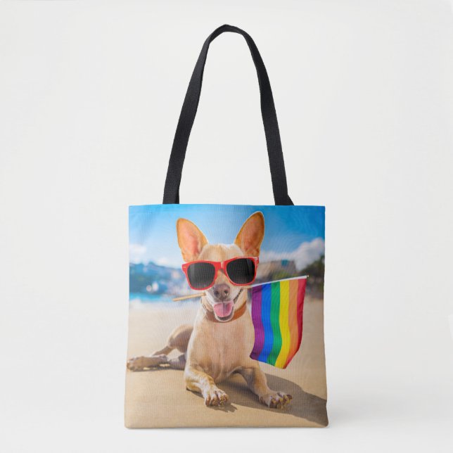 Bolsa Tote Chihuahua Dog na praia (Frente)