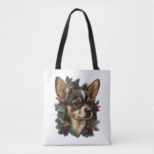 Bolsa Tote Chihuahua Felry Natal Árvore Árvore de Natal Cacho