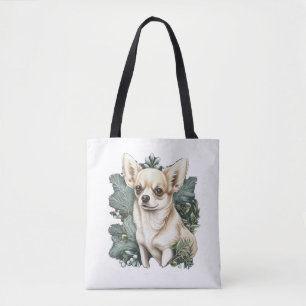 Bolsa Tote Chihuahua Felry Natal X-Mas Tree Cute