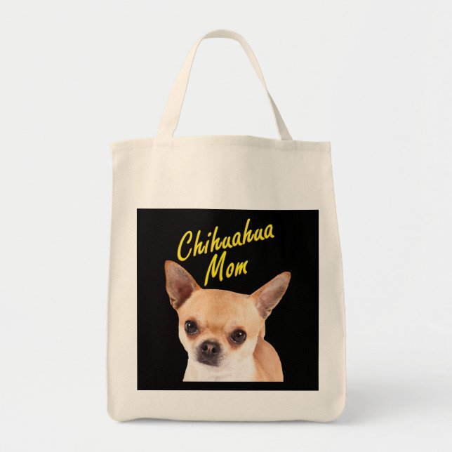 Bolsa Tote Chihuahua Mãe Presente para Proprietários de Cacho (Frente)