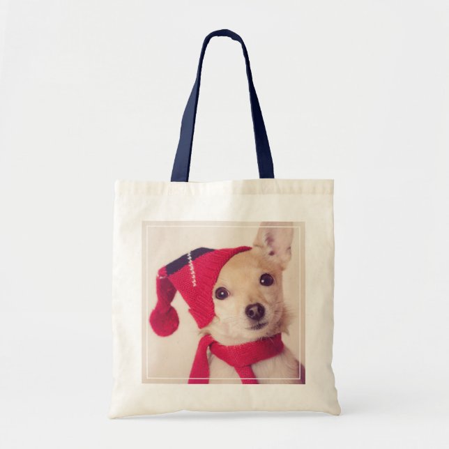 Bolsa Tote Chihuahua no boné do inverno (Frente)