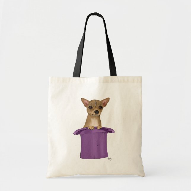Bolsa Tote Chihuahua no Top Hat (Frente)