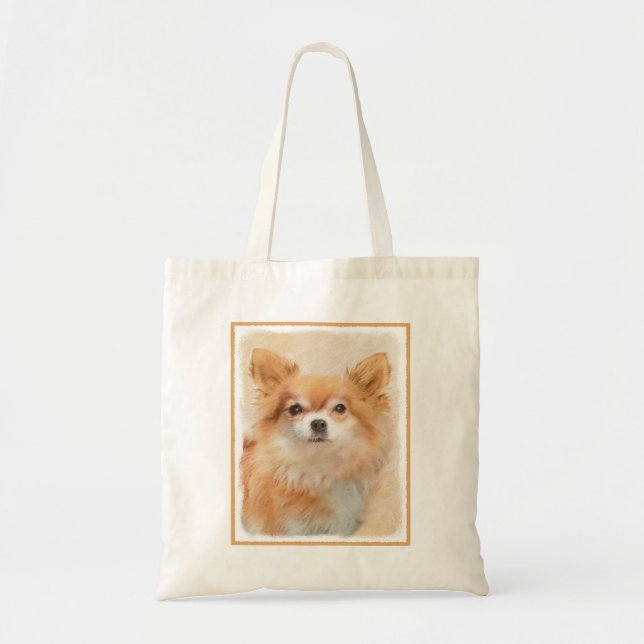 Bolsa Tote Chihuahua Pintura De Cachorro De Cabelo Longo (Frente)