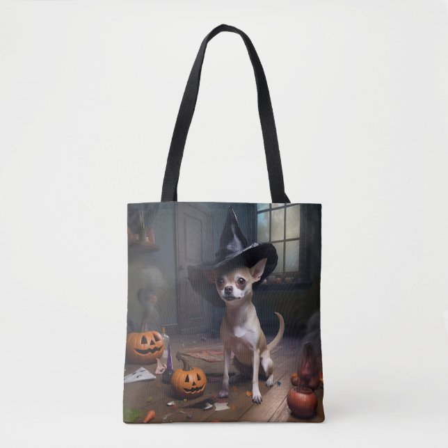 Bolsa Tote Chihuahua Pumpkins Halloween Scary (Frente)