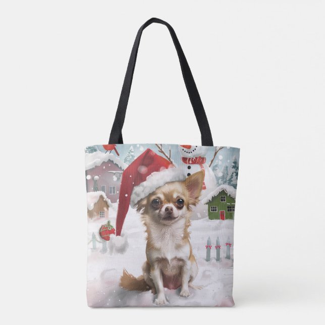 Bolsa Tote Chihuahua Winter Wonderland Natal Joy (Verso)