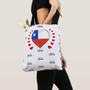 Bolsa Tote Chile Flag & Heart Chilean Flag fashion /sport