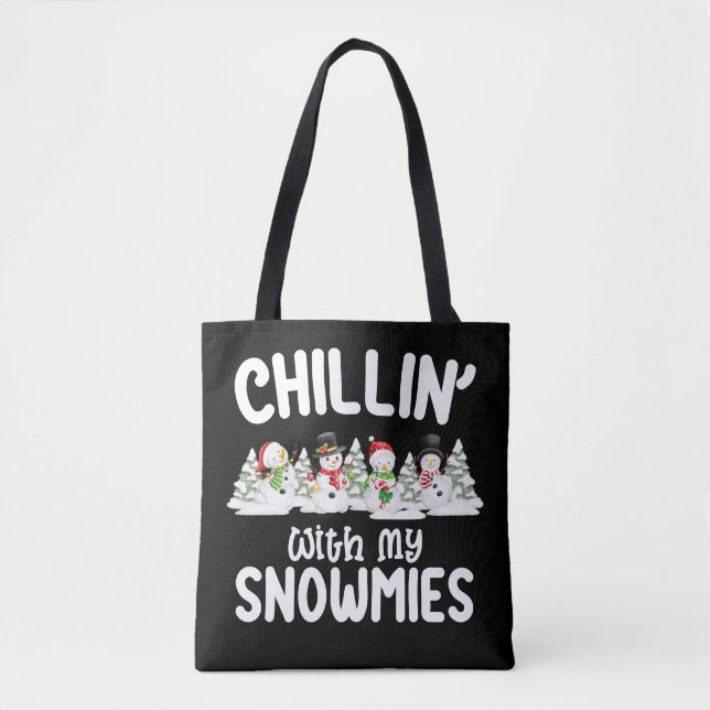 Bolsa Tote Chillin Com O Meu Natal Snowmies (Frente)