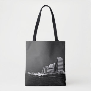 Bolsa Tote China Antiga Hong Kong barco arranha-céu mar Corre