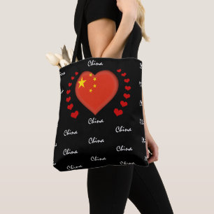 Bolsa Tote China Flag & Heart, China Flag fashion /sport