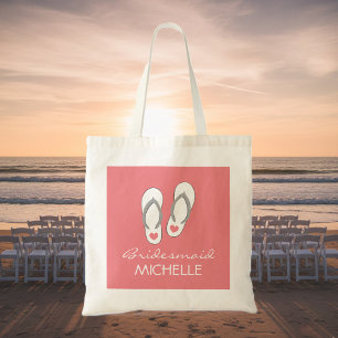 Bolsa Tote Chinelos de praia cor-de-rosa, sacos de toalhas de