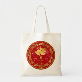 Bolsa Tote Chinês Zodiac Rabbit Vermelho/Dourado ID542