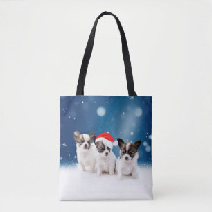 Bolsa Tote Chinhuahua bonitinho no Natal