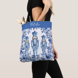 Bolsa Tote Chinoiserie Blue Floral Natal Nutcracker