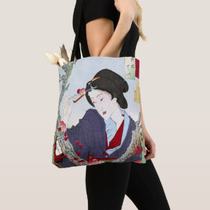 Bolsa Tote Chinoiserie Senhora Japonesa & Flor de Cerejeira V