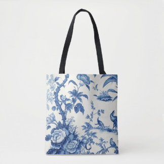 Bolsa Tote Chinoissérie Azul e Branca