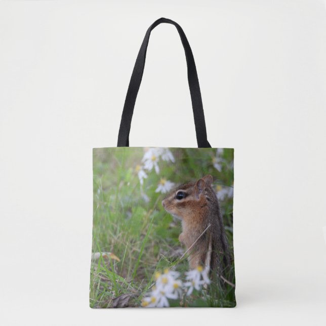 Bolsa Tote Chipmunk Adorável das flores (Frente)