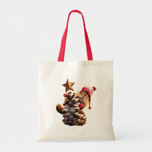 Bolsa Tote Chipmunk Com Pine Cone Tree
