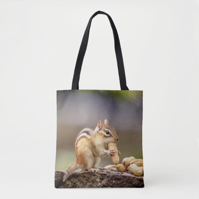 Bolsa Tote Chipmunk comendo amendoim (Frente)