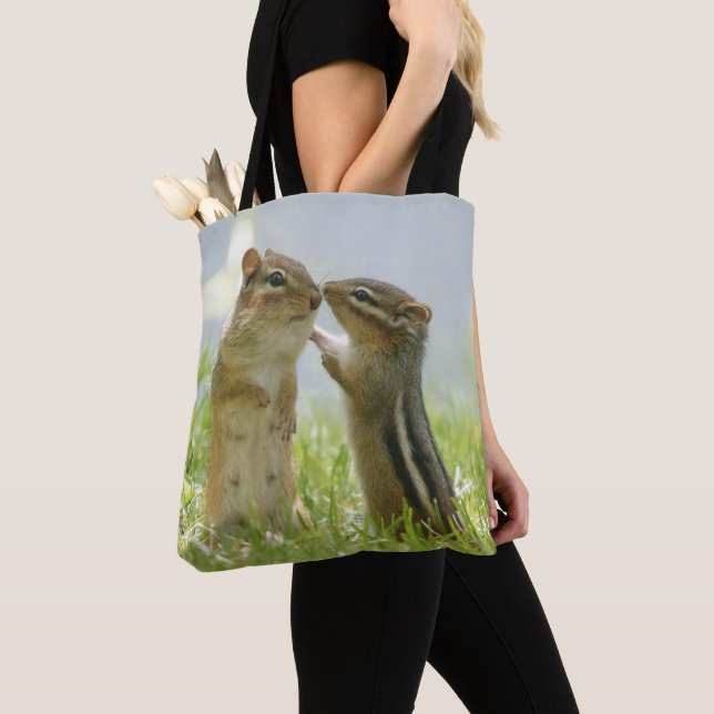 Bolsa Tote Chipmunk da mãe e do bebê (Close Up)