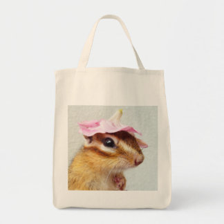Bolsa Tote Chipmunk wears flower hat