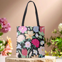 Bolsa Tote Chique Floral Preto Tendência única
