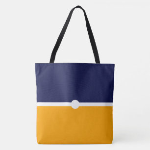 Bolsa Tote Chique Moderno Estilo Naval Azul Laranja Bloco de