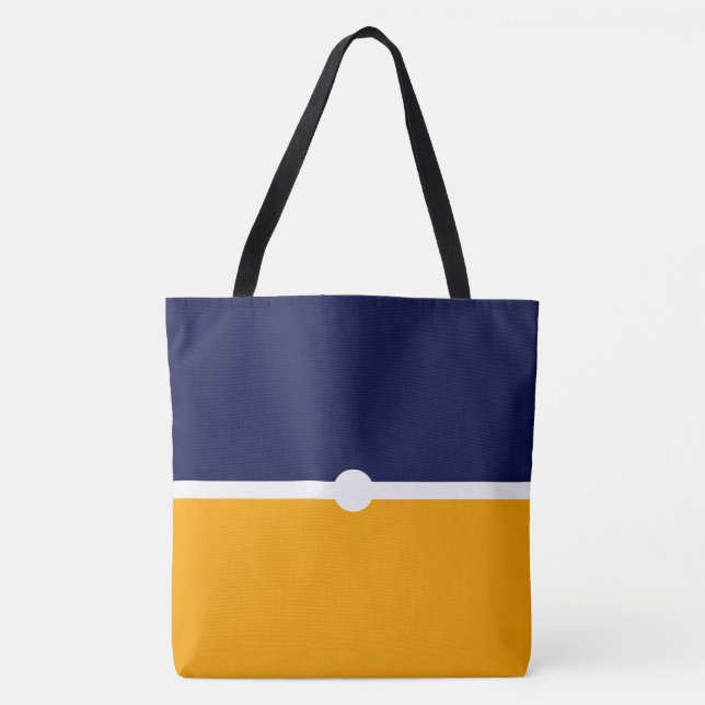 Bolsa Tote Chique Moderno Estilo Naval Azul Laranja Bloco de  (Frente)