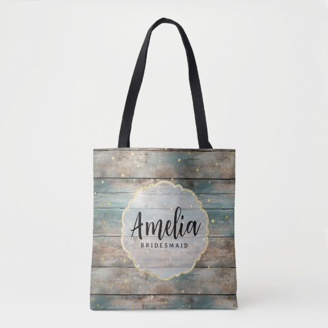 Bolsa Tote Chique Pastel Wood Bridesmaid (Frente)