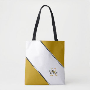 Bolsa Tote CHIQUE TOTE_MODERN LISTRAS DOURADOS & BRANCAS da