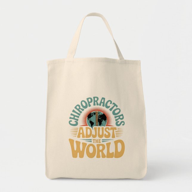 Bolsa Tote Chiropractors ajustam o Design mundial retrô (Frente)