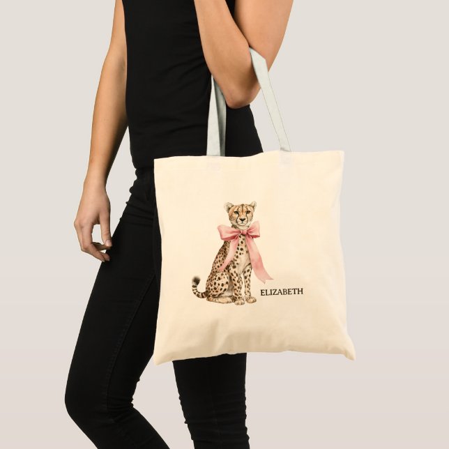 Bolsa Tote Chita Com Laço Rosa Personalizado (Frente (produto))