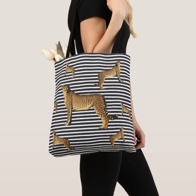 Bolsa Tote Chita E Padrão De Stripe (Close Up)