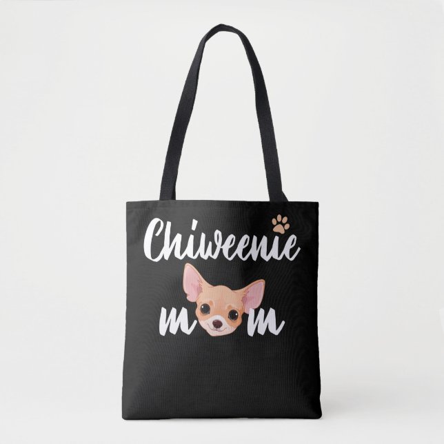 Bolsa Tote Chiweenie Mamãe Pet Dog Amava Mama Dift Idea (Frente)