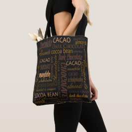 Bolsa Tote Chocolate, amêndoas e Design de texto de chocolate