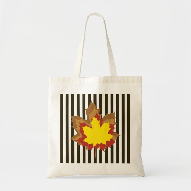 Bolsa Tote Chocolate Autóctone Stripes com Folhas (Frente)