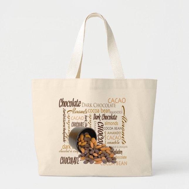 Bolsa Tote Chocolate Bits e amêndoas Fecham Fotografia (Frente)