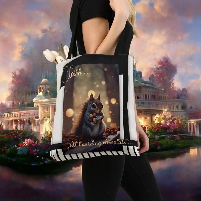 Bolsa Tote Chocolate Engraçado Esquilo Chocolónico (Criador carregado)
