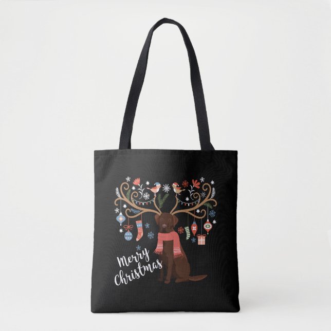 Bolsa Tote Chocolate Labrador Cão de Retriever (Frente)