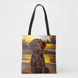 Bolsa Tote Chocolate Labrador no Sunset