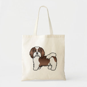 Bolsa Tote Chocolate Piebald Havanese - Cão de Cartoons