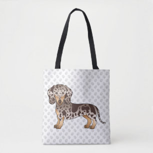 Bolsa Tote Chocolate & Tan Dapple Dachshund de Pelo Curto & P